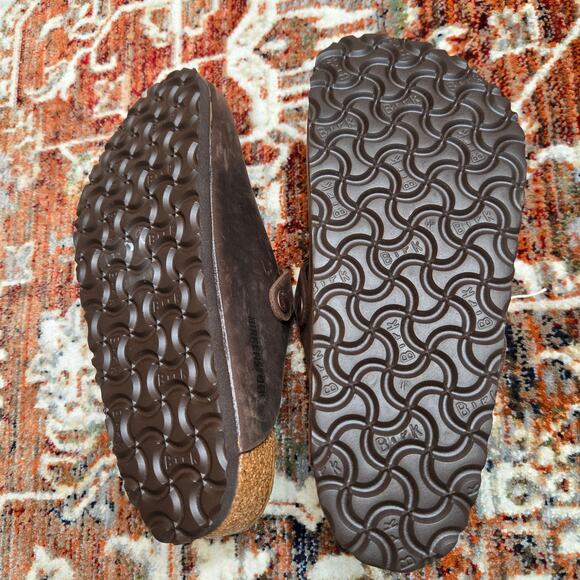 Birkenstock Bostons Womens Size 7 Sandals Clogs Habana Brown Oiled Leather Slide - Picture 6 of 7